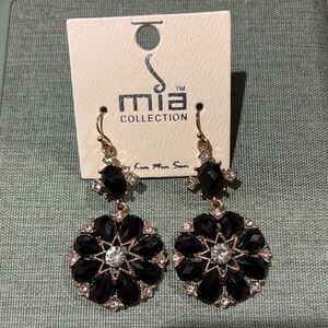 MISHA COLLECTION Black and Gold Floral Earrings